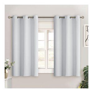 BGment Greyish White Blackout Curtains 38W x 45L - Thermal Insulated, Room Darke